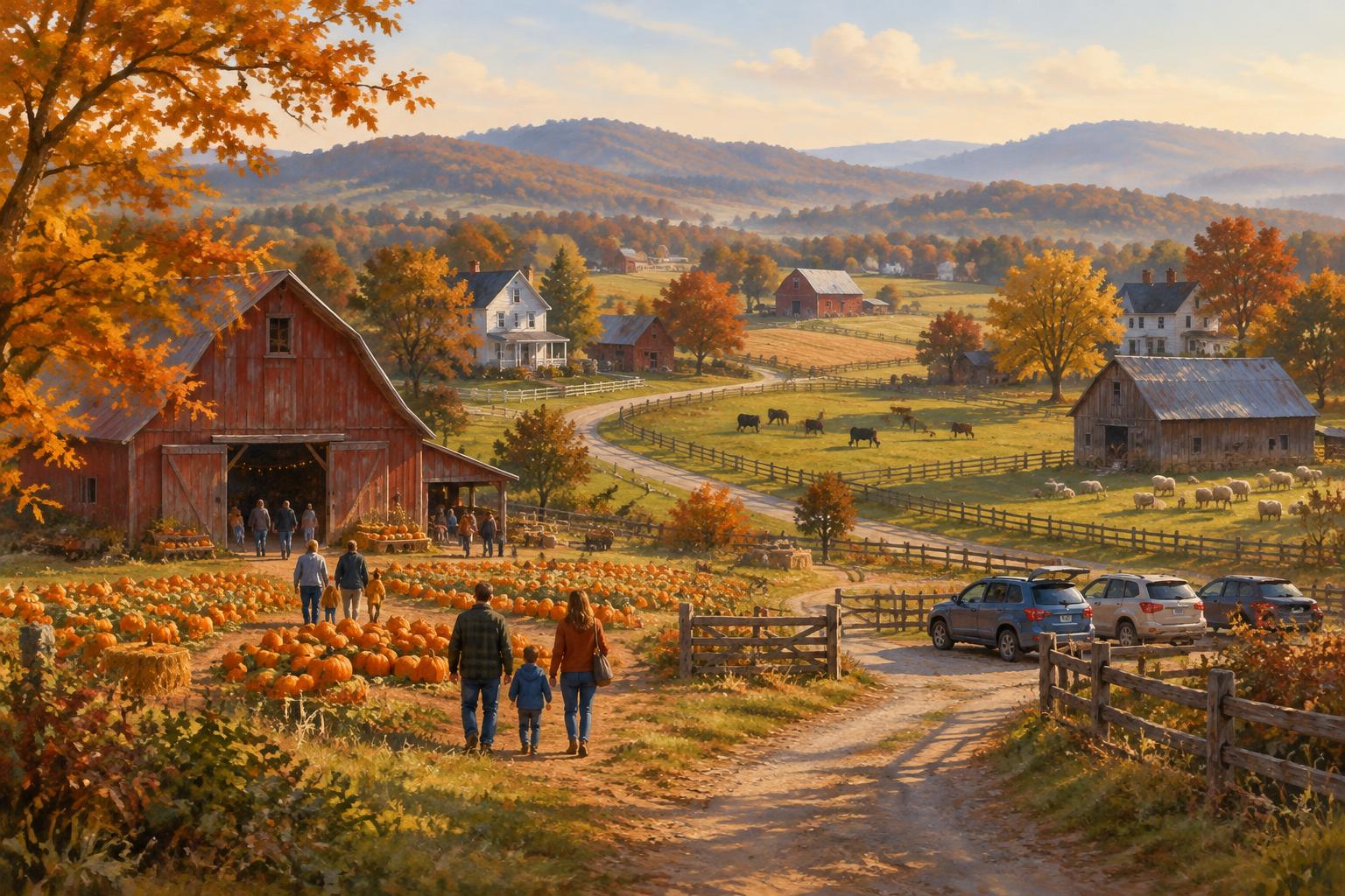 Illustrated scene for Loudoun Fall Farm Tour