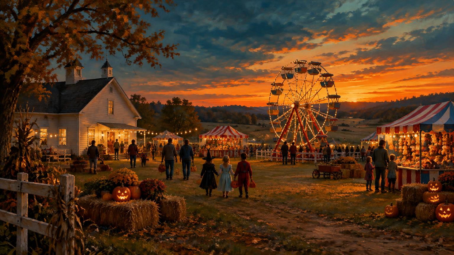 Illustrated scene for Mrs. Lucketts Haunted Carnival