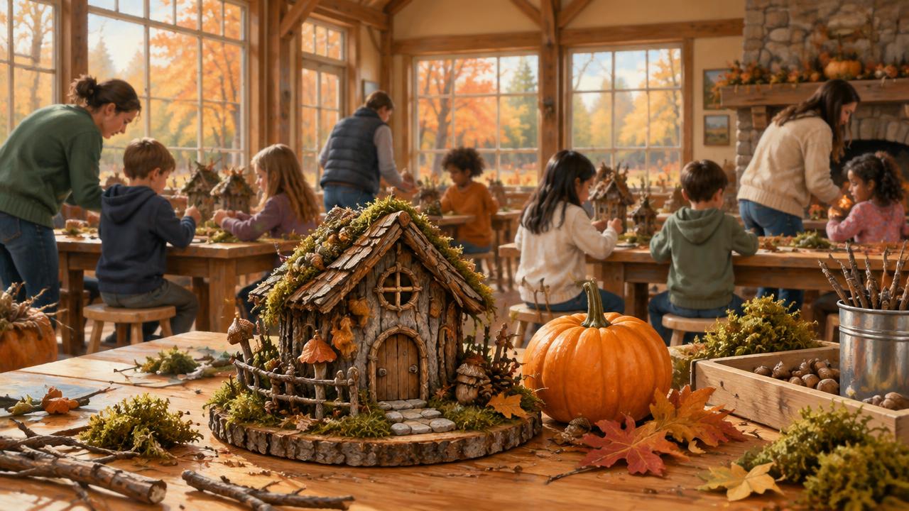 Illustrated scene for Pumpkin Patch Fairy Homes